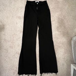 Free People We The Free Black Flair Jeans with Frayed Ends